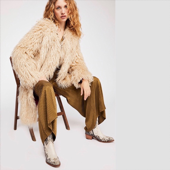 FREE PEOPLE Florence Faux Fur Sand Coat NWT